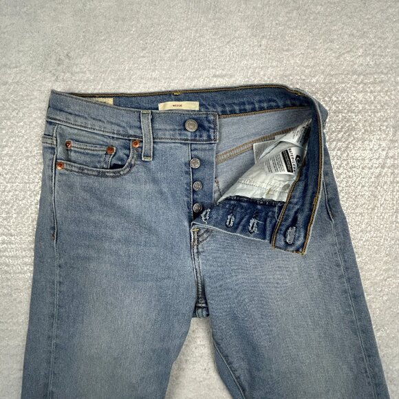 Levi Jeans Women 25 Wedgie Icon Fit Button Fly Slim Straight Stretch Light Wash - Picture 3 of 16